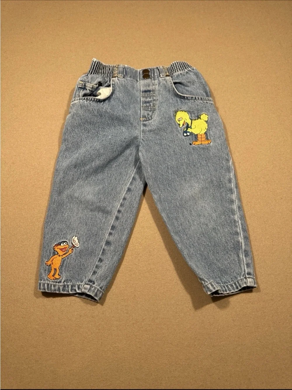 2T vintage rare embroidery girls jeans with big bird and Zoe
